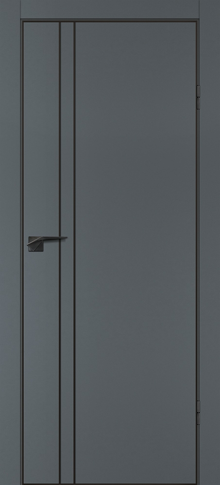 Межкомнатная дверь P-20  черный молдинг PET,  кромка ABS черная c 4-х ст. Графит матовый